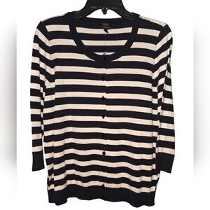 Talbots Black & White striped Button Up cardigan, 1XP